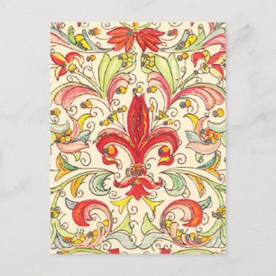 Italienska Florentine Fleur de Lis Mönster Vykort