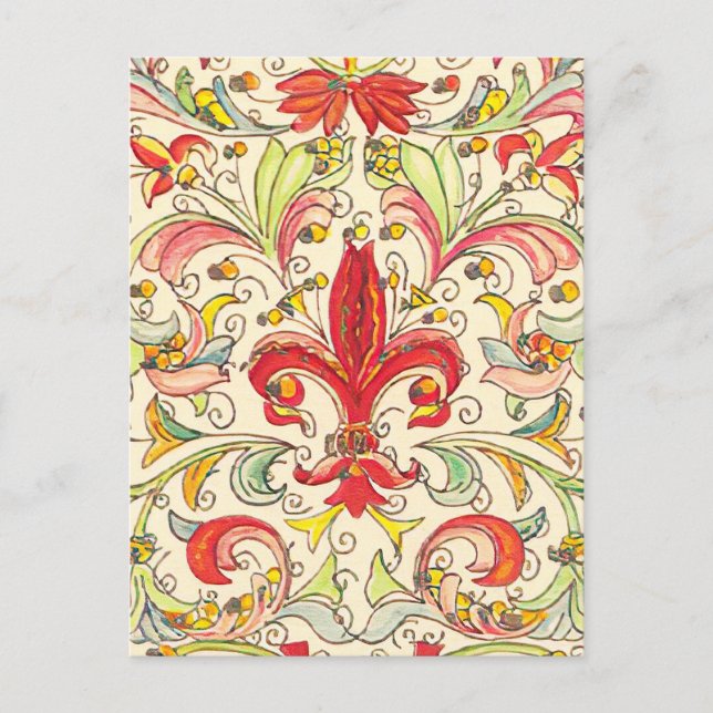 Italienska Florentine Fleur de Lis Mönster Vykort (Framsida)