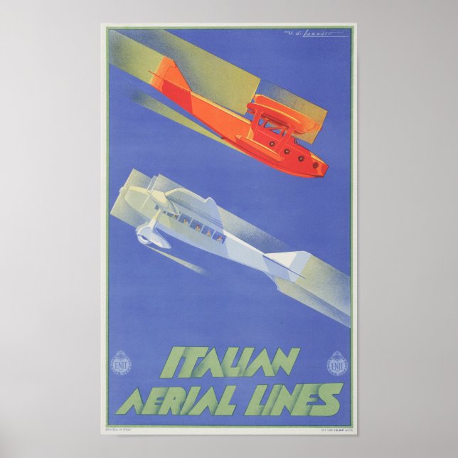 Italienska flygbolaget Linjer - Vintage resor Avia Poster (Framsidan)