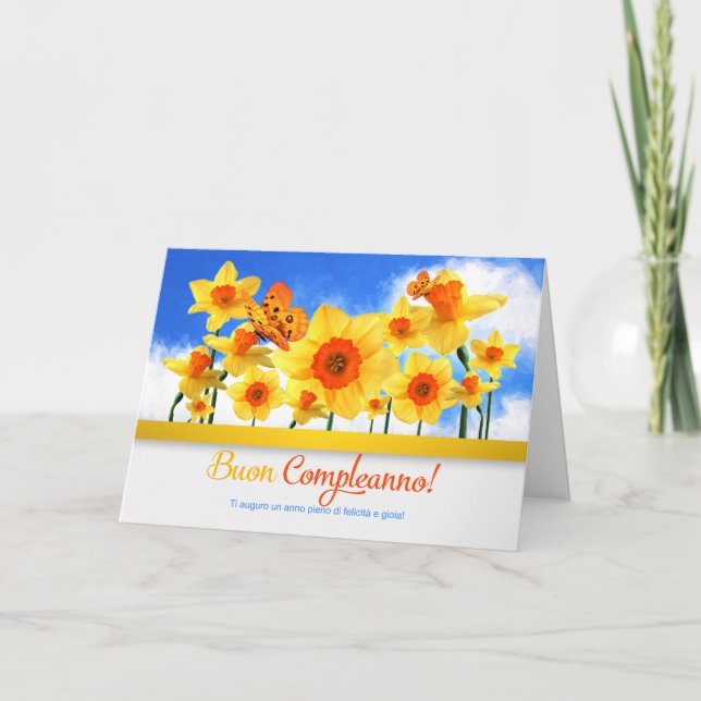 Italienska födelsedagen med Daffodil Garden Butter Kort (Framsida)