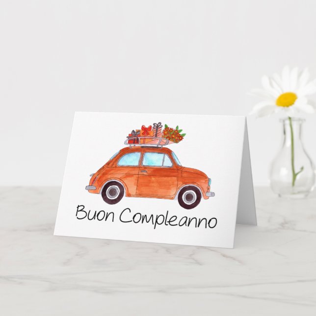 Italienska födelsedagen Retro Fiat 500 Kort (Liten växt)