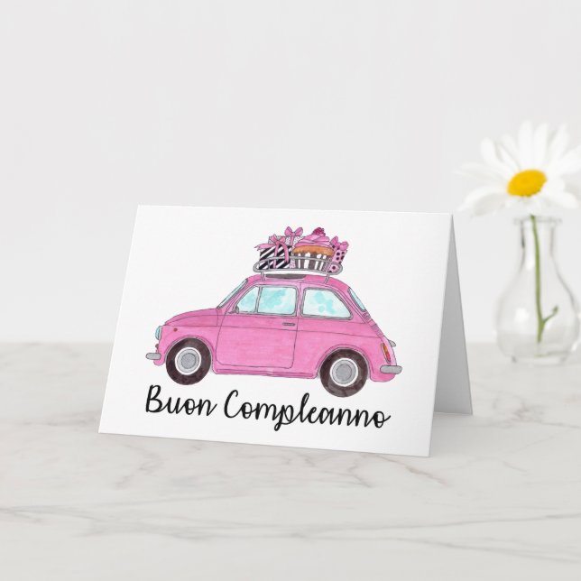 Italienska födelsedagen Retro Fiat 500 Kort (Liten växt)