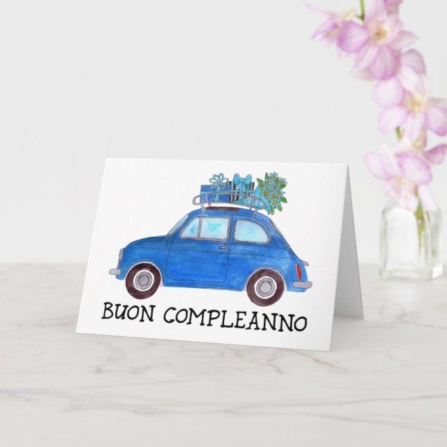 Italienska födelsedagen Retro Fiat 500 Kort (Orkide)