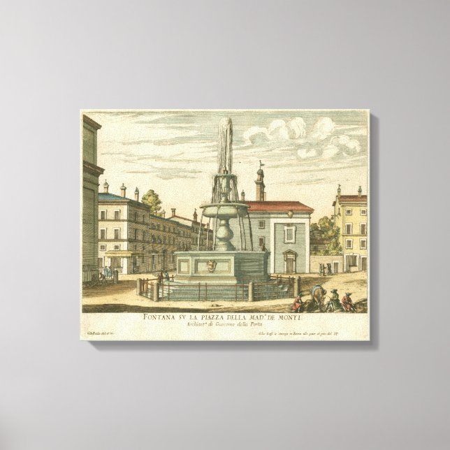 Italienska Fontän på Town Square av Falda Canvastryck (Framsida)