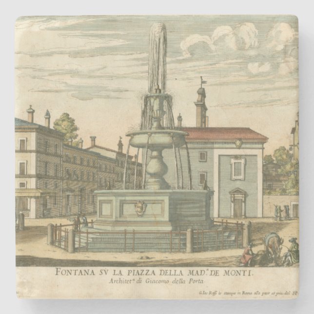 Italienska Fontän på Town Square av Falda Underlägg Sten (Framsidan)
