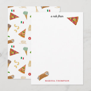 Italienska Food Pizza Pasta Tiramisu Mönster Anteckningskort
