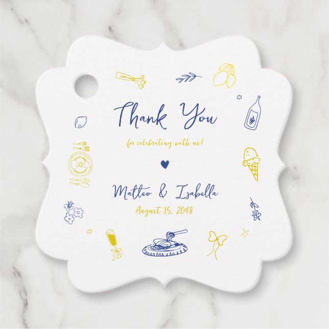 Italienska Förlovningsfesten eller Bröllop Tack Gåvor Etiketter (Framsida)