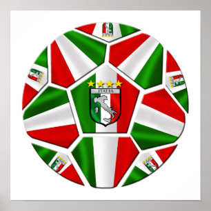 Italienska fotboll Italienska flagga av Italiarna Poster