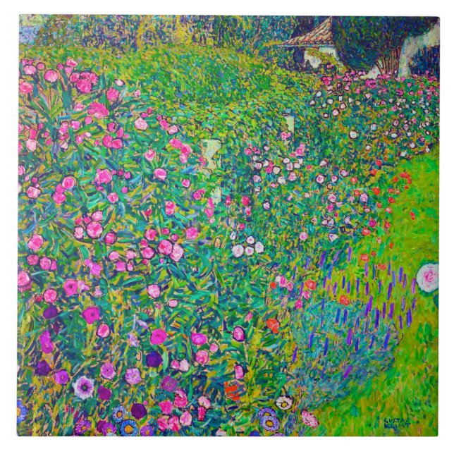 Italienska Garden, Gustav Klimt Kakelplatta (Framsidan)