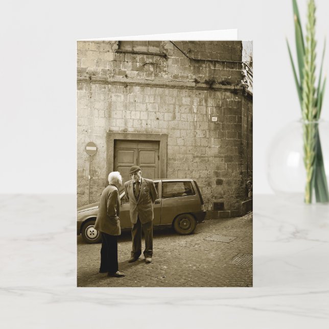 Italienska gatuscen i ett sepiskt hälsningskort kort (Framsida)