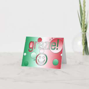 Italienska gåvor: Tack/Grazie ansikte Tack Kort