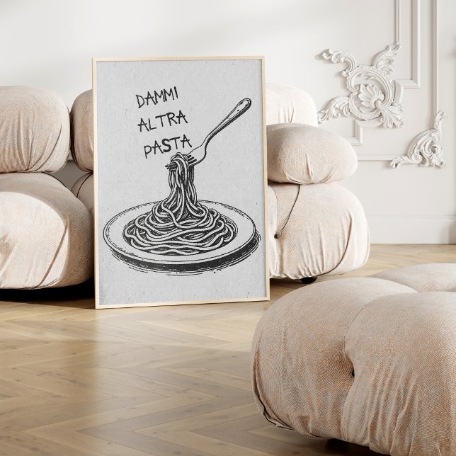 Italienska Ge Me More Pasta Trendig Retro Poster (Skapare uppladdad)