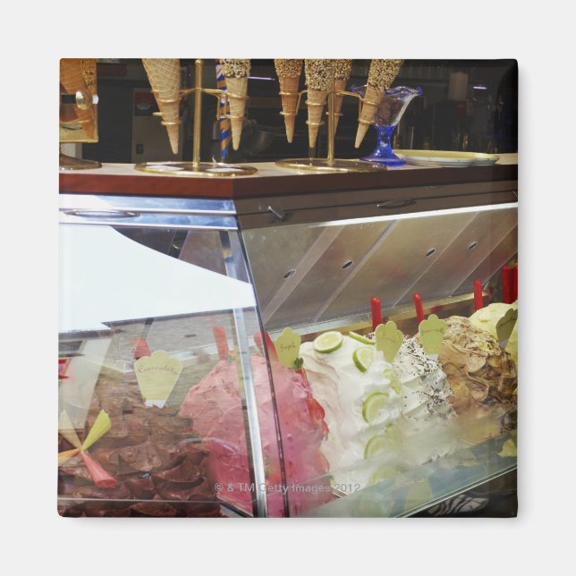 Italienska gelato i visning fodral magnet (Framsidan)