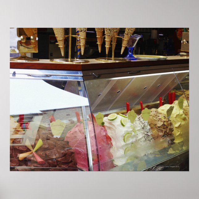 Italienska gelato i visning fodral poster (Framsidan)
