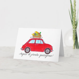 Italienska Get well Red Retro Fiat 500 Kort