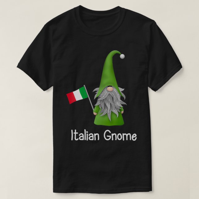 Italienska Gnome Holding Flagga of Italien T Shirt (Design framsida)