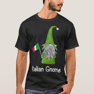 Italienska Gnome Holding Flagga of Italien T Shirt