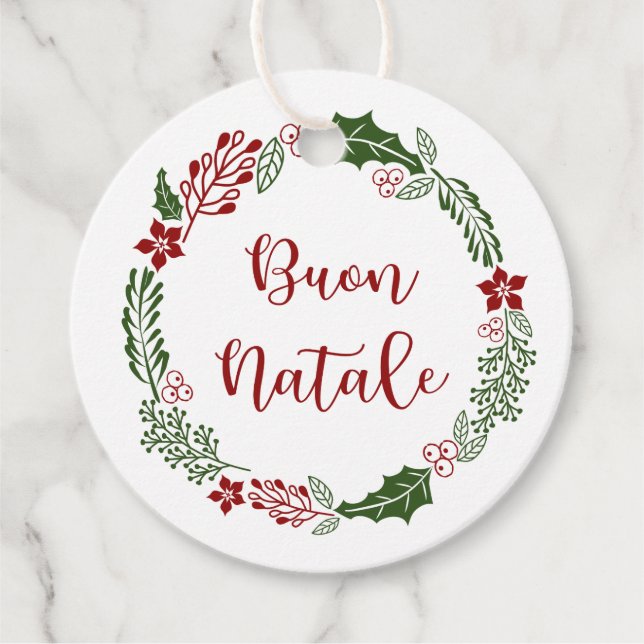 Italienska God jul, Buon Natale, Anpassningsbar Gåvor Etiketter (Framsida)