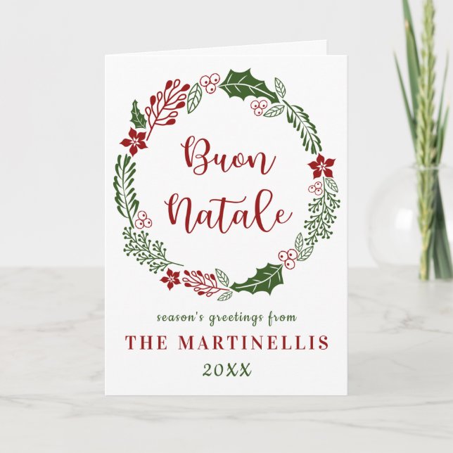 Italienska God jul, Buon Natale, Anpassningsbar Helgkort (Framsida)