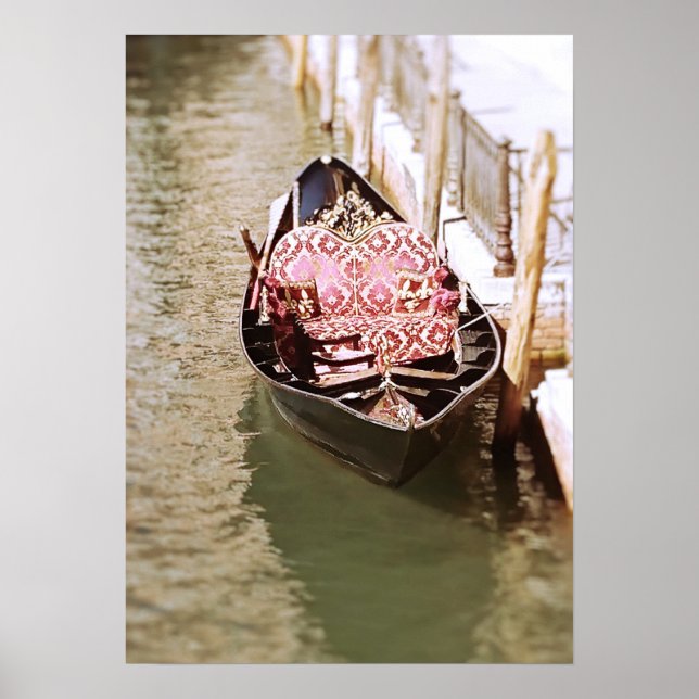 Italienska gondola-båtar i fotografi av Venedig Poster (Framsidan)