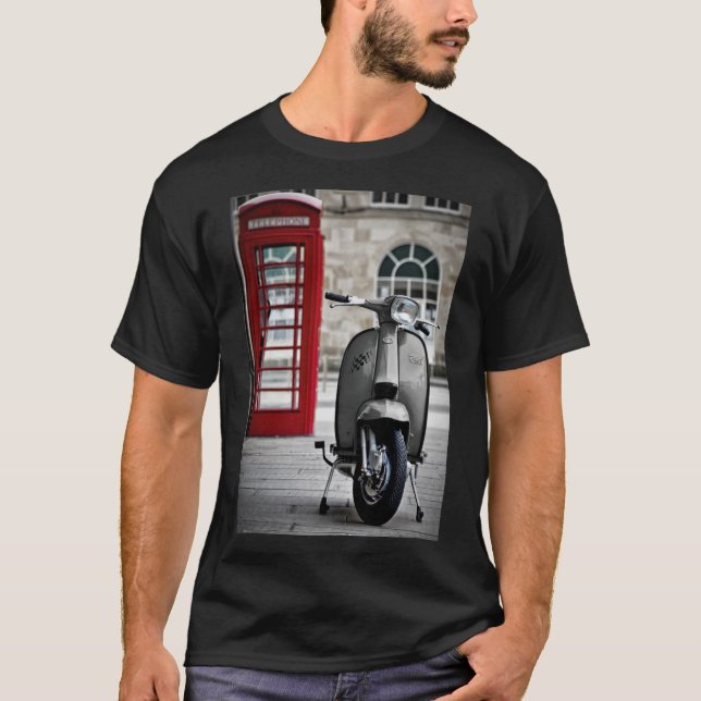 Italienska Grått Lambretta GP Scooter Poster T Shirt (Framsida)