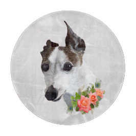 Italienska Greyhound and Flowers