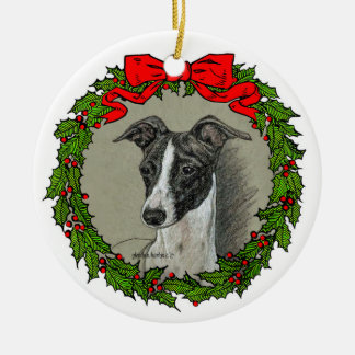 Italienska Greyhound Art by Glenda S. Harlan Julgransprydnad Keramik