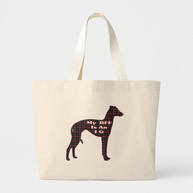 Italienska Greyhound BFF Tote Bag Jumbo Tygkasse (Framsidan)