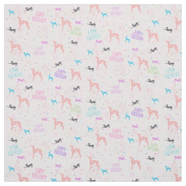 Italienska Greyhound Birthday Fabric, Joann Fabric Tyg (Provkarta)
