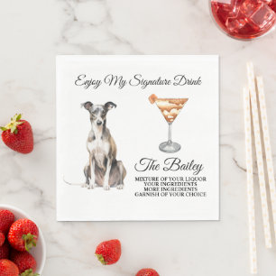 Italienska Greyhound Bröllop Namnteckning Drink Na Pappersservett