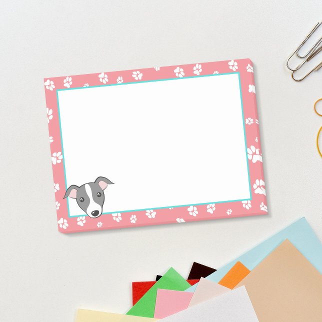 Italienska greyhound Cute tecknad Tass avtryck på  Post-it Block (Skapare uppladdad)