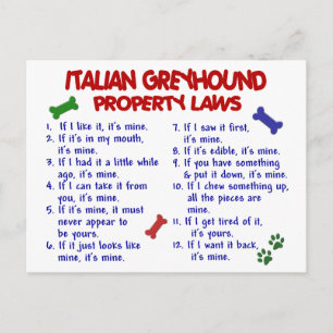 ITALIENSKA GREYHOUND Egendom-lagar Vykort