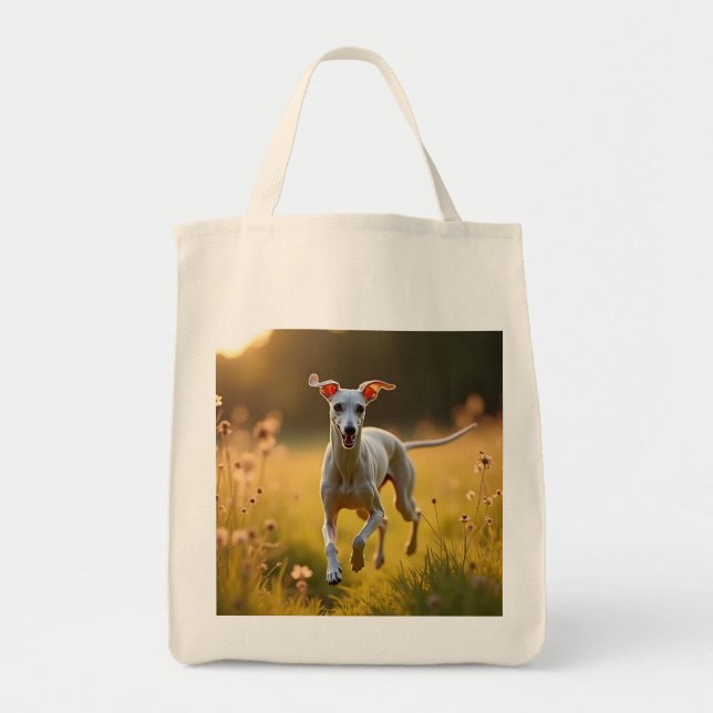 Italienska Greyhound Elegant Livsmedel Tote Bag Tygkasse (Framsidan)