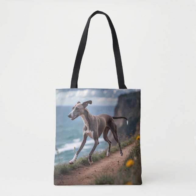 Italienska Greyhound Elegant Shoulder Tote Bag Tygkasse (Framsida)