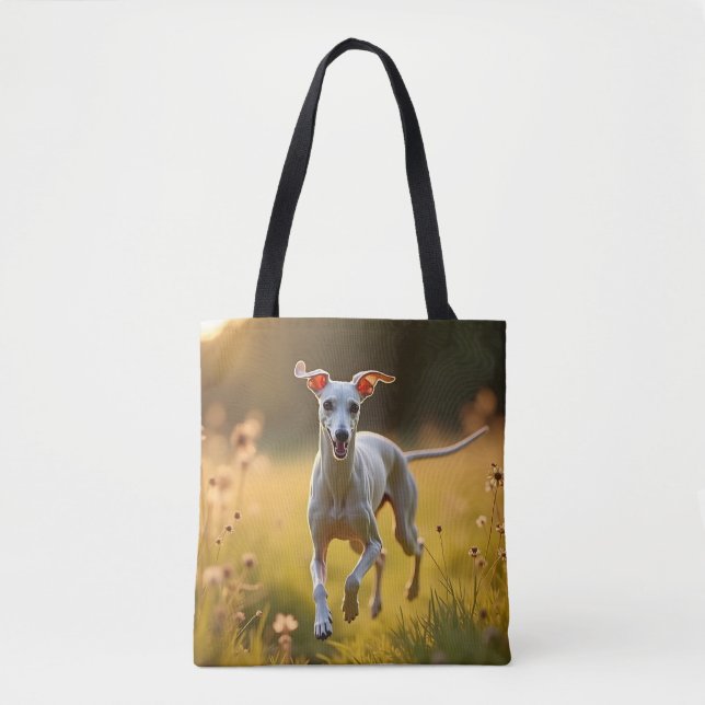 Italienska Greyhound Elegant Shoulder Tote Bag Tygkasse (Framsida)