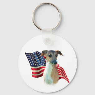 Italienska Greyhound Flagga Nyckelring