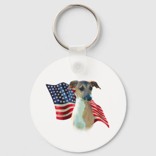 Italienska Greyhound Flagga Nyckelring
