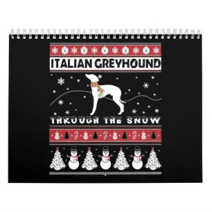 Italienska Greyhound genom Snö Cute Jul Kalender