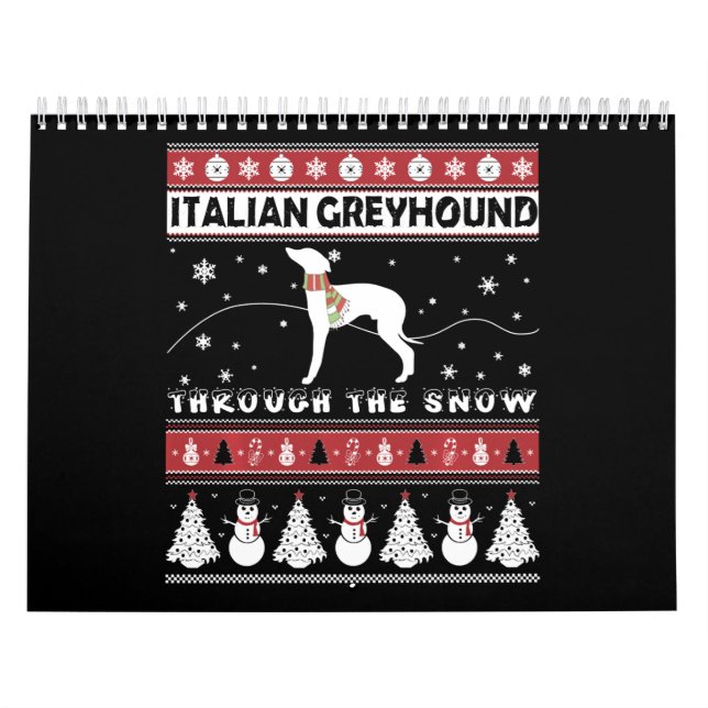 Italienska Greyhound genom Snö Cute Jul Kalender (Omslag)