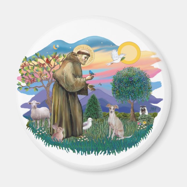 Italienska Greyhound (grädde) Magnet (Framsidan)