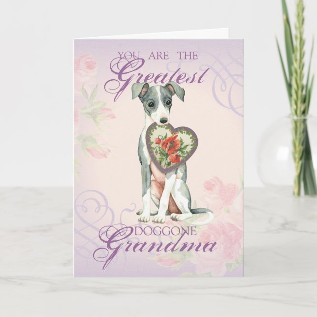 Italienska Greyhound Heart Grandma Kort (Framsida)