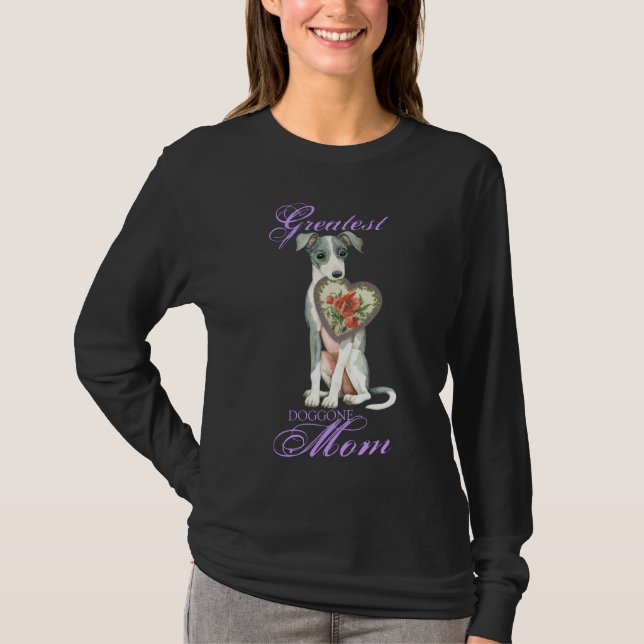 Italienska Greyhound Heart Mamma Långärmad T-Shirt (Framsida)