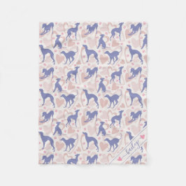 Italienska greyhound Hearts Periwinkle Mönster Nam Fleecefilt