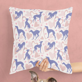 Italienska Greyhound Hearts Tass Periwinkle Mönste Kudde