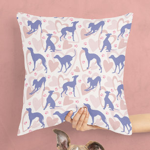 Italienska Greyhound Hearts Tass Periwinkle Mönste Kudde