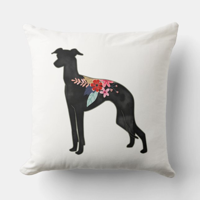 Italienska Greyhound Hund aveln Bohemian Blommigt  Kudde (Framsida)