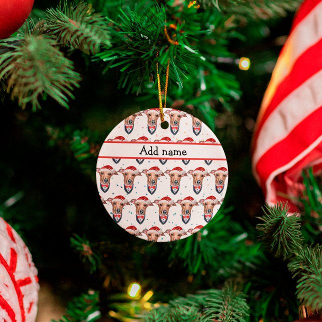 Italienska Greyhound Hund aveln jul Julgransprydnad Keramik (Skapare uppladdad)