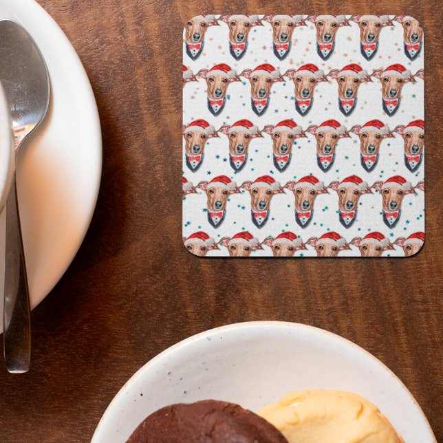 Italienska Greyhound Hund aveln jul Underlägg Papper Kvadrat (Skapare uppladdad)