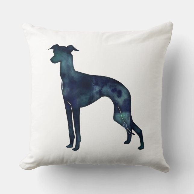 Italienska Greyhound Hund Black Watercolor Silhoue Kudde (Framsida)