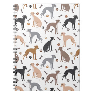 Italienska Greyhound Hund Bones and Tassar Noteboo Anteckningsbok